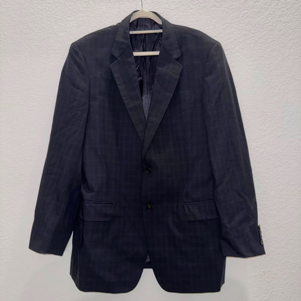 Joseph Abboud Men's Sz 42L/W36 Sportcoat Blazer Jacket Blue Plaid 100% Wool Work
